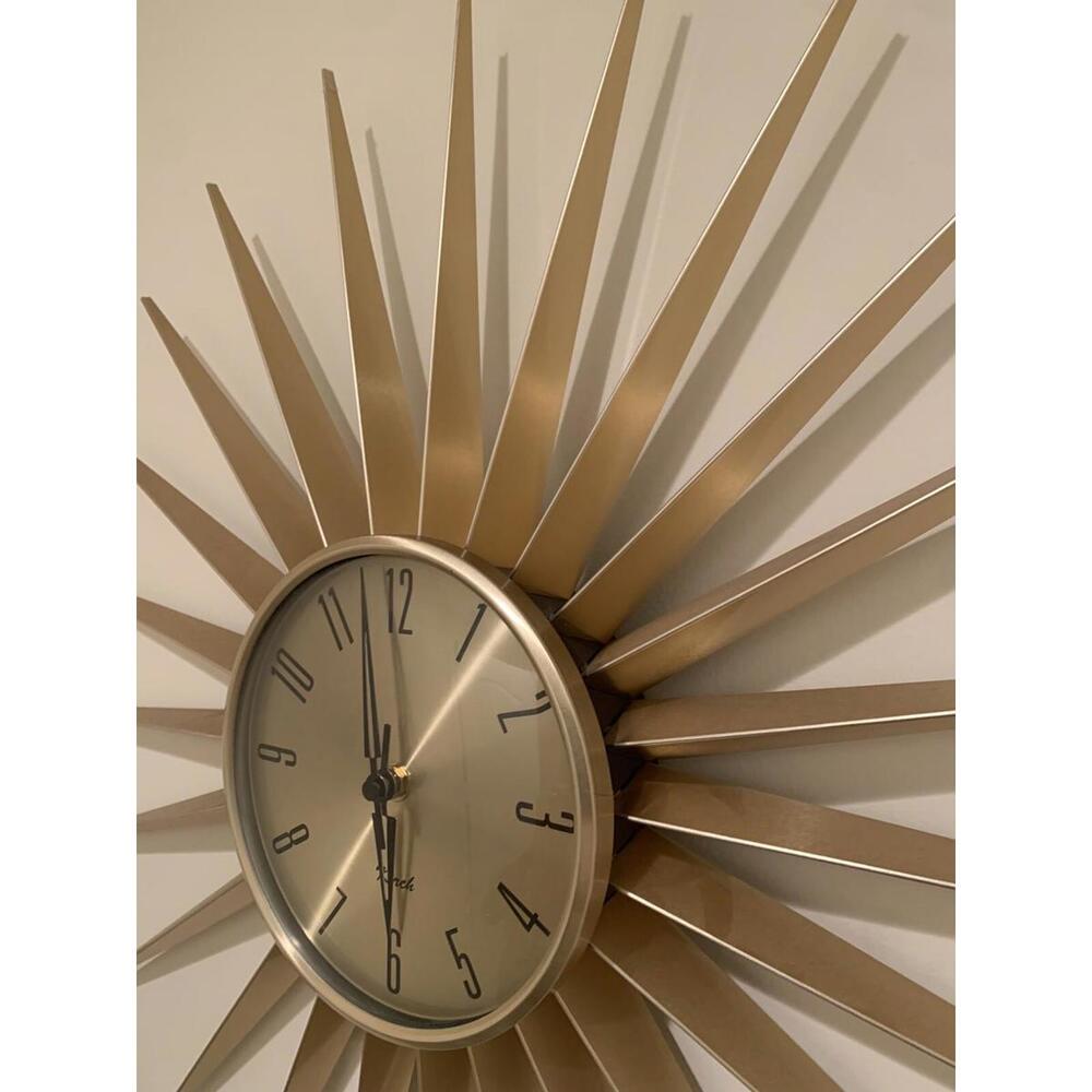 Vintage Kirch RETRO Mid Century Modern Sun Sunburst Atomic Wall Clock Metal - Picture 4 of 12